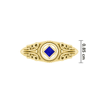 A progressive faith ~ Solid Yellow Gold Power Celtic Inlaid Stone NA Symbol Ring GRI2554